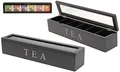 Produktbild: mucHome Teebox aus Holz mit 6 Fächern Weiß/Schwarz Teekasten
