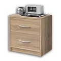 Produktbild: Stella Trading PEPE Nachttisch in Eiche Sonoma Optik - Schlichter Nachtschrank mit zwei Schubladen passend zu jedem Bett & Schlafzimmer - 39 x 39 x 28 cm (B/H/T)