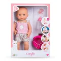 Produktbild: Corolle Emma Trink und Näss Badebaby, Vollvinylpuppe mit Schlafaugen, Trink und Nässfunktion, Schnuller, Flasche, Töpfchen, Vanilleduft, 36cm, ab 2 Jahren