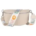 Produktbild: MIRROSI Bauchtasche Damen, Echtleder, Made in Italy, Umhängetasche, Brusttasche, (Schultertasche für jeden Anlass (1 Tasche & 2 Gurte), Crossbody Bag, Beige, gemusterten& verstellbaren Schulterriemen beige Große Tasche (28x18x9cm)