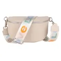 Produktbild: MIRROSI® Bauchtasche Damen, Echtleder, Made in Italy, Umhängetasche, Brusttasche, Crossbody Bag (1 Tasche & 2 Gurte) (Beige (LOVE Beige), Große Tasche (28x18x9cm))