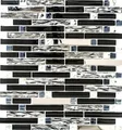 Produktbild: Mosaik Verbund Crystal/Edelstahl mix schwarz/Glas Metall Mix Fliesenspiegel, Mosaikstein Format: 15x48/98/148x8 mm, Mattengröße: 298x338 mm, 10 Matten