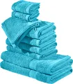 Produktbild: REDBEST Frottier-Set 10-TLG. Chicago türkis Größe - Handtuch, Duschtuch, Gästetuch, Waschhandschuh - saugstark, strapazierfähig, ideal für Reisen, Sport