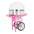 Produktbild: Royal Catering RCZC-1200XL Zuckerwattemaschine XXL Cotton Candy Maschine mit Wagen und Abdeckhaube Spuckschutz (Ø 72 cm, 1.200 W, 1 Einheit / 60 s, inkl. Zubehör) Pink