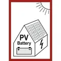 Produktbild: Dreifke® Aufkleber, Hinweis auf eine PV-Anlage mit Batteriespeicher, Folie, 105x148 mm