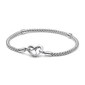 Produktbild: PANDORA Armband mit Infinity Herzverschluss aus Sterlingsilber in der Farbe Silber, Kompatibel mit PANDORA Moments Armbänder, Länge: 18cm, 592453C00-18
