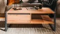 Produktbild: Couchtisch Beistelltisch Wohnzimmer Denton Artisan Oak anthrazit Schubkasten