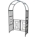 Produktbild: Eleganter Rosenbogen Rankhilfe mit Tür Gartentür Gartentor Metall schwarz 5044-G