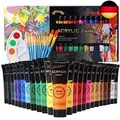 Produktbild: ARTKUNST Acrylfarben Set, 24 x 36 ML Acrylfarbenset mit 10 Pinseln für Leinwand 