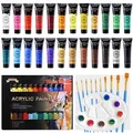 Produktbild: Acrylfarben Set 24 x 36 ML Acrylfarbenset mit 10 Pinseln für Leinwand Holz