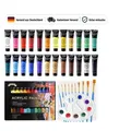 Produktbild: Acrylfarben Set 24 Farben x 36 ml mit 10 Pinseln und Leinwand für Künstler