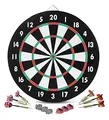 Produktbild: Stagecaptain DBP-1810 Bullseye Papier-Dartscheibe mit Pfeilen - Einsteiger Steeldartscheibe aus Paper Board - Dartboard zweiseitig bespielbar - Dart Scheibe mit 6 Dartpfeilen und 4 Sets Flights
