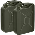 Produktbild: BW® Benzinkanister Metall 2x 20 Liter - Kraftstoffkanister Bronzegrün - RAL 6031-F9 - TÜV-geprüft und UN-Zulassung - 0,9mm Stahl nach DIN 7274 für Benzin Diesel E10 2-Takt - Made in Europe