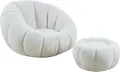Produktbild: cosyou Sessel mit Hocker für Wohnzimmer & Schlafzimmer, Fernsehsessel Teddystoff - 360° drehbar weiß