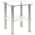 Produktbild: Carryhome Beistelltisch, Klar, Weiß, Edelstahl, Metall, Glas, formgebogen, Säule, 40x47x40 cm, Stauraum, Wohnzimmer, Wohnzimmertische, Beistelltische, Beistelltische Metall