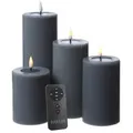 Produktbild: 283 LED Kerzenset MIA Echtwachs Deluxe 4 Größen grau mit Batterien Fernb.