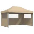 Produktbild: vidaXL Partyzelt Faltbar Pop-Up mit 3 Seitenteilen Beige