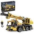Produktbild: JAMARA 402886 CADA Mobilkran Bricks - Baustellenfahrzeuge ab 8 Jahre, Kinder Technik Jungen Spielzeug, Geschenkidee für Kids, Fahrzeug aus Klemmbausteinen, Detailgetreues Design