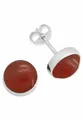 Produktbild: mantraroma Paar Ohrstecker SAMA rund groß aus 925 Silber mit Karneol (Paar, Paar Ohrringe mit Schmuckbeutel), 925 Sterling Silber Ohrringe für Damen