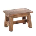 Produktbild: DESIGN DELIGHTS Holz HOCKER Monte | 30x20x21 cm (BxTxH), Mahagoni Massivholz | Rustikaler Blumenhocker, Pflanzenhocker, Beistellhocker, Dekohocker, Schemel | Farbe: 01 Natur-Vintage