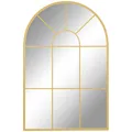 Produktbild: HOMCOM Wandspiegel 91 x 60 cm Fenster Spiegel mit Metallrahmen Dekorativer Hängespiegel Flurspiegel für Schlafzimmer Wohnzimmmer Gold