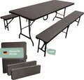 Produktbild: Bierzeltgarnitur Set mit 2xBierbank und 1xBuffettisch, braun, klappbar