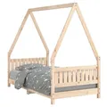 Produktbild: vidaXL Kinderbett, Kinder Bettgestell mit robusten Latten, Hausbett für Kleinkinder ab 4 Jahren, Einzelbett Kinder Jugendbett Holzbett, 80x160 cm Massivholz Kiefer