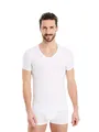 Produktbild: FINN Business Unterhemd Herren Kurzarm mit V-Ausschnitt - Unterziehshirt Männer aus original Lenzing® Modal Stoff - Das perfekte T-Shirt unter Hemd und Anzug Weiß Weiss XXL