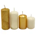 Produktbild: Dekohelden24 Adventskerze Gestufte Stumpenkerzen, Adventskerzen, Adventskranzkerzen, in Gold, 4 verschiedenen Farben und Größen - H 5 -10 cm, Ø je 4 cm, 280 gr