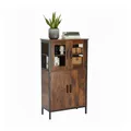 Produktbild: Relaxdays Küchenschrank Industrial, Hochschrank mit Glastüren HBT 108x60x30 cm, Vitrinenschrank schmal, Holzoptik, braun