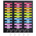 Produktbild: Heavy Duty Storage Pocket Chart für Klassenzimmer mit 30 Nametag Taschen, 5 Overdoor Aufhänger enthalten, Hanging Wall File Organizer für Ordner, Aufgaben, Dateien (schwarz)