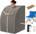 Produktbild: GOPLUS Mini-Dampfsauna, Mobile Heimsauna mit 3L Dampfer, Einstellbare Temperatur, Timer bis 90 Min., 1000 W (Grau)