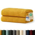 Produktbild: Blumtal Premium Frottier Handtücher Set 2 teilig 100% Baumwolle - Oeko-TEX zertifiziertes Badetuch 2X (70x140 cm) - Ultra saugstarkes Frottiertücher Set waschbar °60 - Towel - Handtuch Gelb