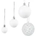 Produktbild: Relaxdays Weihnachtskugeln im 50er Set, glitzernde, matte & glänzende Christbaumkugeln, Kunststoff, ∅ 3, 4 & 6 cm, weiß