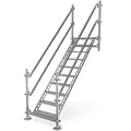 Produktbild: Scafom-rux Feuerverzinkte Bautreppe - [10 Stufen] Außentreppe mit Geländer - 2 Meter Höhe, 80 cm breit, Treppe außen - Stahltreppen für Gerüst und Garten - Aussentreppen Stahl - Treppen Bausatz