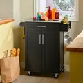 Produktbild: SoBuy FKW110-SCH Küchenwagen mit Rollen Servierwagen Beistellwagen Rollwagen mit Tür und Schublade Getränkewagen fürs Büro schwarz BHT ca.: 80x90x46cm