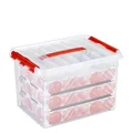 Produktbild: SUNWARE Q-Line-Weihnachtsbox - 22 L + Tabletts für 60 Kugeln - transparent/red