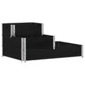 Produktbild: vidaXL Paletten-Aufsatzrahmen 3-Fach Schwarz 120x80 cm Massivholz, Palettenseite, Palettenbox, Paletten Rahmen Holz, Bundpalette, Palettenrahmen Holz
