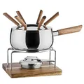 Produktbild: MÄSER 931895, Fondue Set für 6 Personen in modern-rustikalem Design, ideal für Fleischfondue, 10-teiliges Fondueset inklusive Fonduegabeln und Fonduebrenner, silber, braun