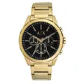 Produktbild: Armani Exchange Herren Quartz Armbanduhr, 44.00mm GehäusegröÃŸe mit schwarz analog Zifferblatt und Gold Metallarmband Armband AX2611
