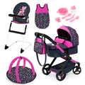 Produktbild: Bayer Design Kombi-Puppenwagen Xeo Deluxe Set Konfetti dunkelblau-pink TOP