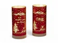 Produktbild: formano LED Dekolicht 2er Set Licht Zylinder Farbglas Rot mit Spruch 20cm Timer Weihnachten, LED fest integriert