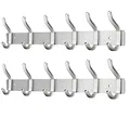 Produktbild: MEIJO Garderobenhaken Edelstahl, Hakenleiste Kleiderhaken Wand mit 6 Haken, Garderobe Garderobenleiste Wandgarderobe für Schlafzimmer Bad Küche (Silber, 6 Haken 2 Stück)