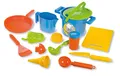 Produktbild: Lena 05410 Happy Sand Spielset Kochen 14 teilig Sand und Wasser Spielzeug Set mit Topf, Sieb, 3 Förmchen, Brett, Pfanne, Eislöffel, Eistüte und weitere Küchenzubehör Teile, 116