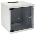 Produktbild: HMF 63406-07 Netzwerkschrank, Serverschrank 10 Zoll | 6 HE | 300 mm Tiefe | Voll montiert | Glastür | Lichtgrau