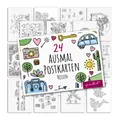 Produktbild: Reisen Postkarten zum Ausmalen 24 Stk. I DIN A6 I Kinder Erwachsene I zum Sel...