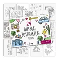 Produktbild: Reisen Postkarten zum Ausmalen 24 Stk. DIN A6 Kinder Erwachsene Urlaub I dv_1546