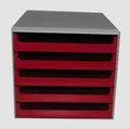 Produktbild: M&M 300509 Schubladenbox 5 offene Schubfächer 285x260x357mm - lichtgrau/rot