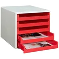 Produktbild: M&M Schubladenbox  rot 30050906, DIN A4 mit 5 Schubladen, 1 St.