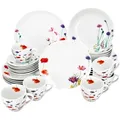 Produktbild: 30tlg Kombiservice Marie Porzellan 6 Personen Tassen Untertassen Teller Blumen